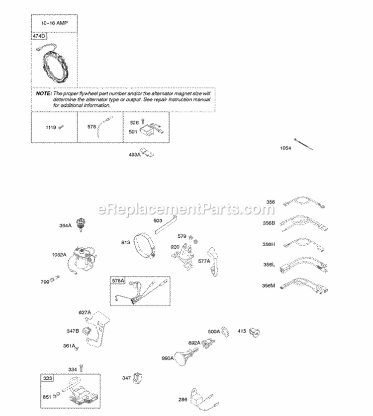 Alternator Ignition Diagram and Parts List for 217302-0122-H1  Briggs and Stratton Engine